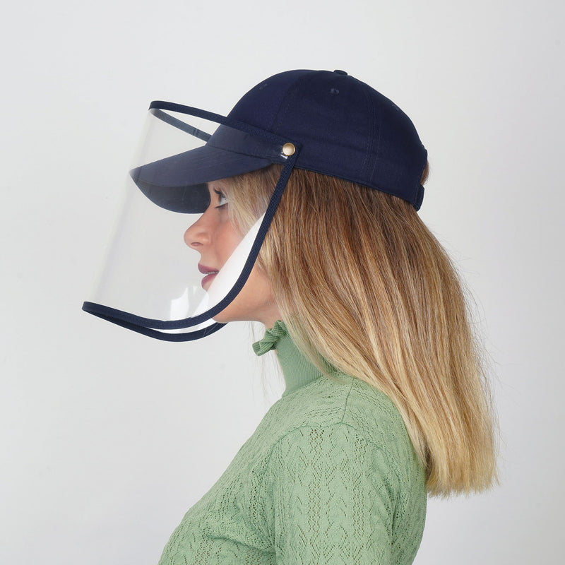 Cap Visor | Protective Cap with Face Shield | Navy blue - Currved