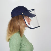 Cap Visor | Protective Cap with Face Shield | Navy blue - Currved