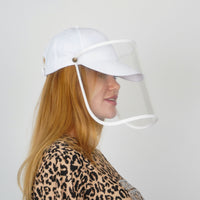 Cap Visor | Protective Cap with Face Shield | White - Currved