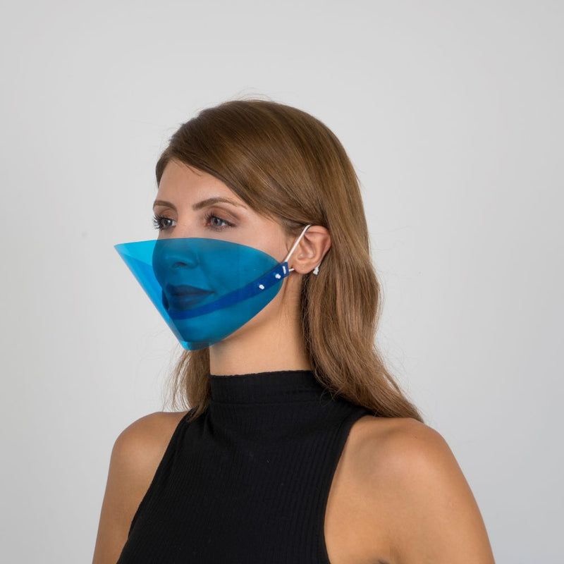 Colored Face Mouth Shield or Guard - Blue - Currved