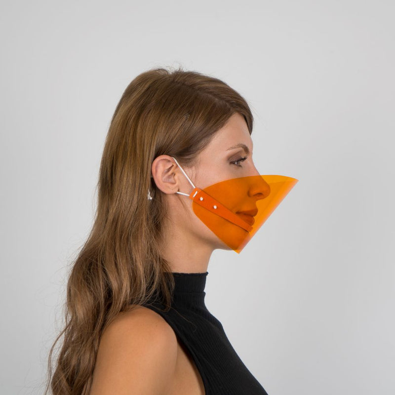 Colored Face Mouth Shield or Guard - Orange - Currved