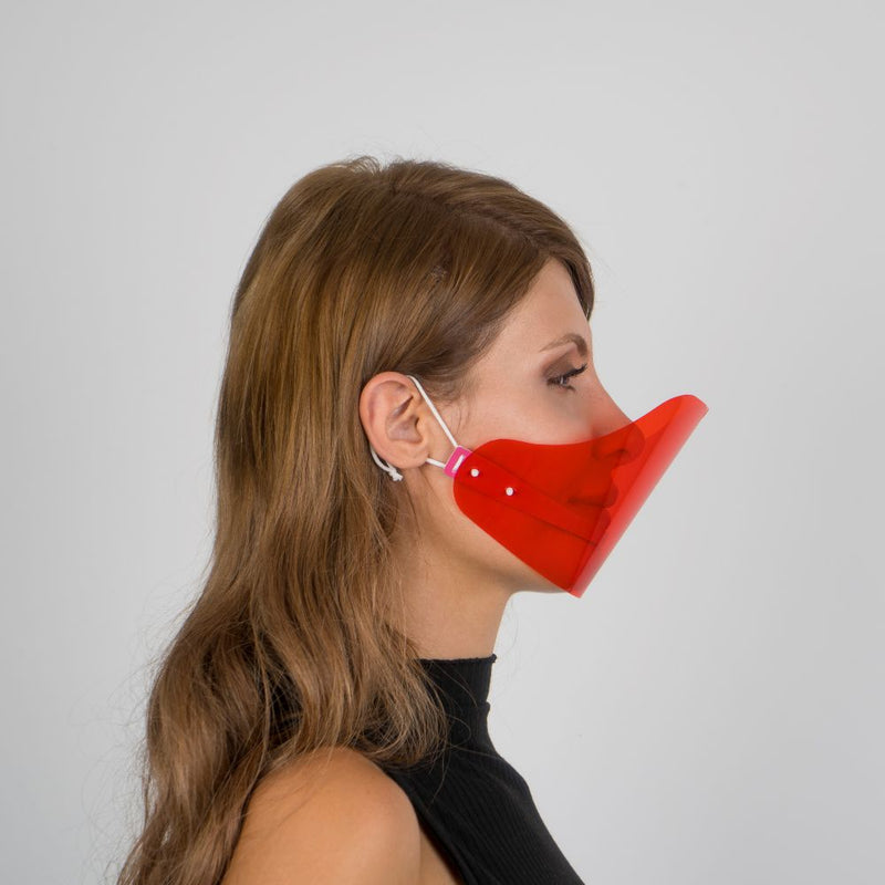 Colored Face Mouth Shield or Guard - Red - Currved