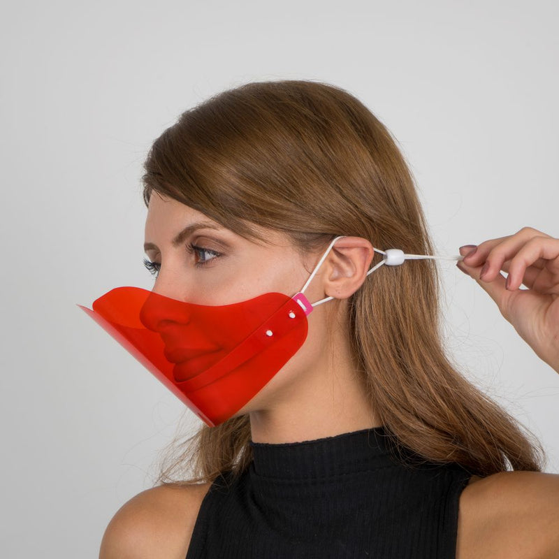Colored Face Mouth Shield or Guard - Red - Currved
