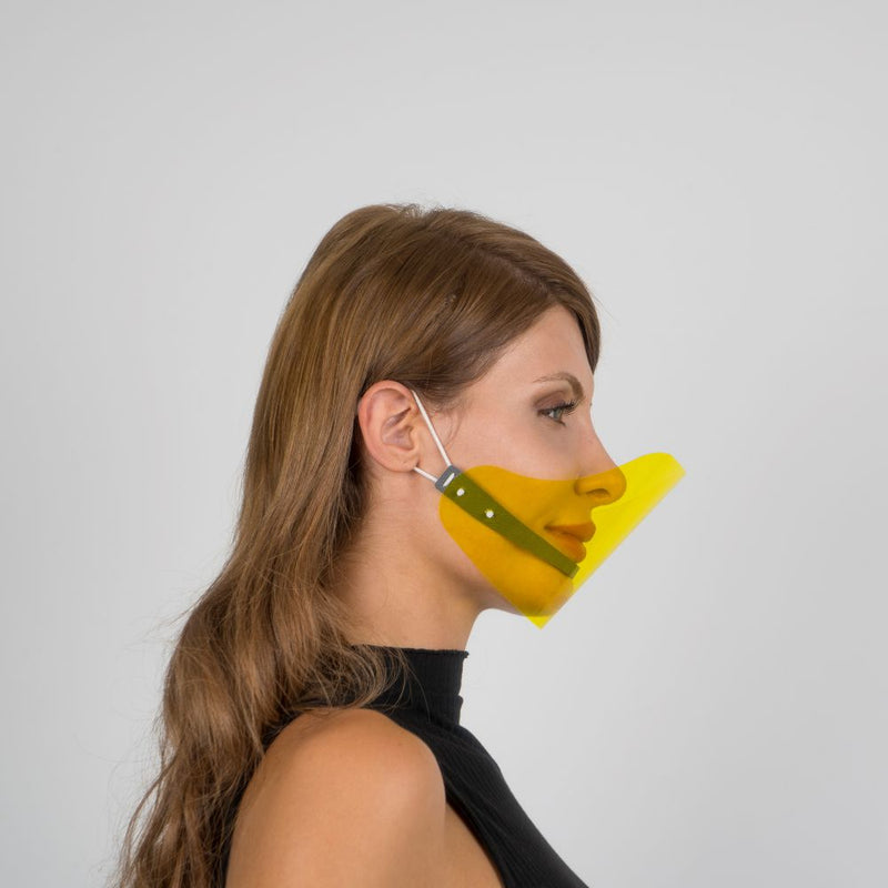 Colored Face Mouth Shield or Guard - Yellow - Currved