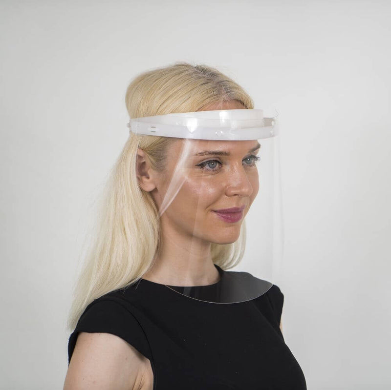 Polycarbonate Mechanism Face Shield - White - Currved